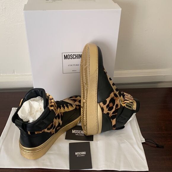 Moschino genuine calf hair detail basket sneaker size 7 new - Picture 15 of 16